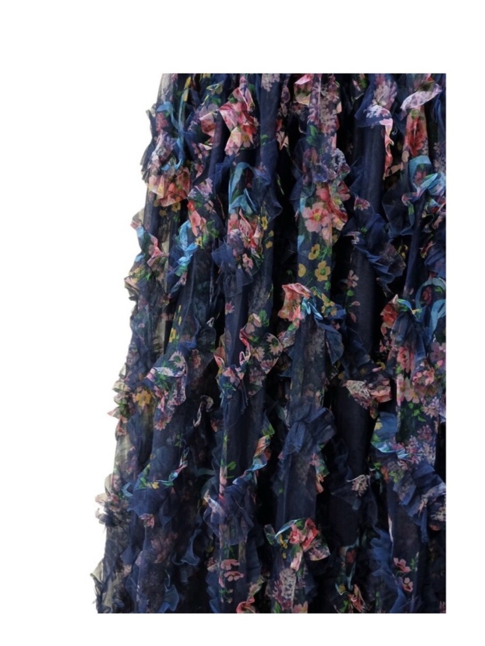 Lulu's Navy Strapless Floral Midi Dress - Picture 5 of 8